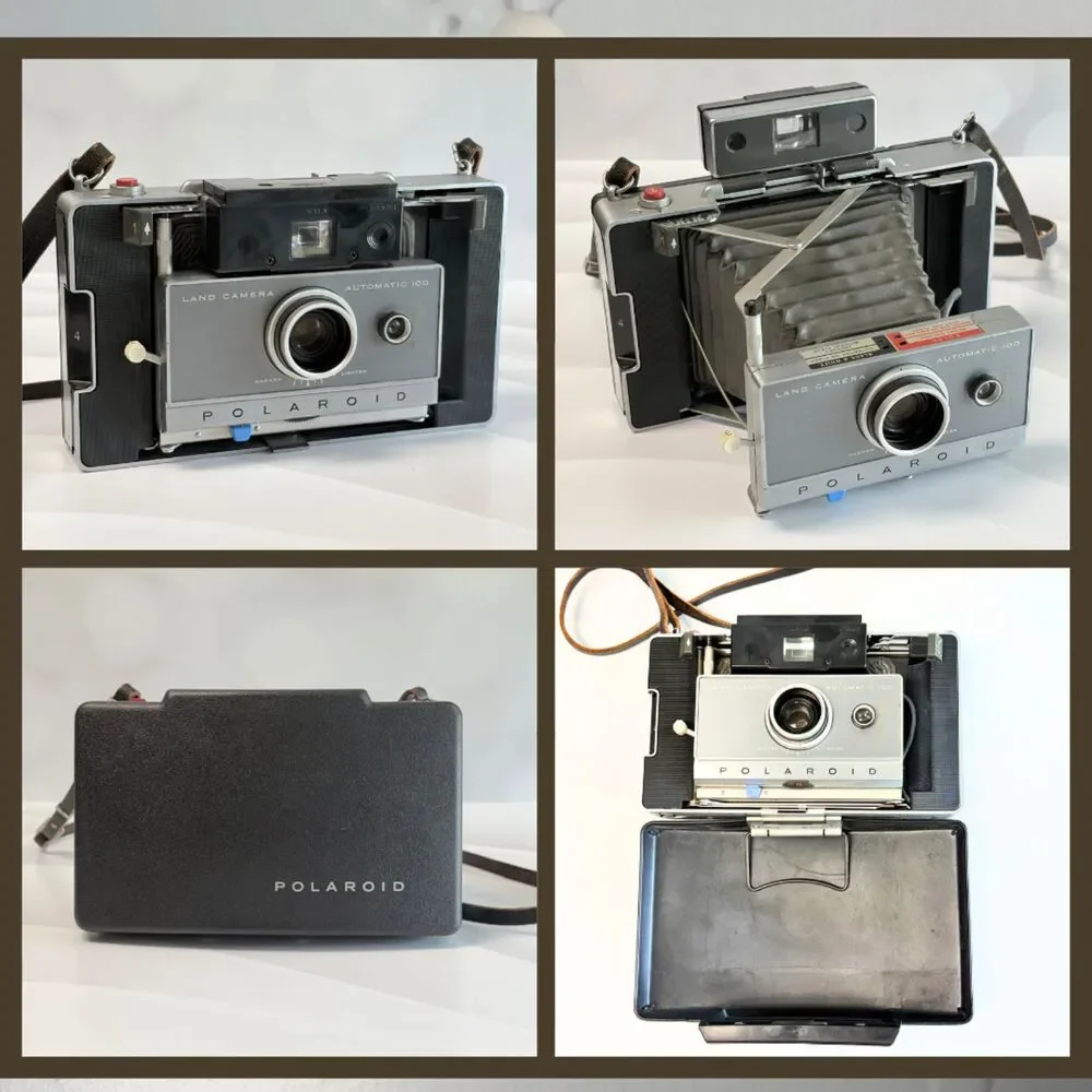Vintage Polaroid Automatic 100 Land Camera Case Flash Attachment Strap